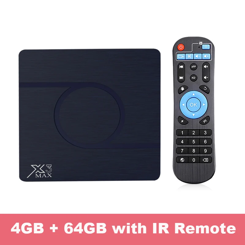 X3 Max ТВ приставка Android 9,0 Amlogic S905X3 4 ГБ 32 ГБ 64 Гб ТВ приставка 8K 1080P HD медиаплеер двойной wifi Netflix Google плеер - Цвет: 4GB 64GB