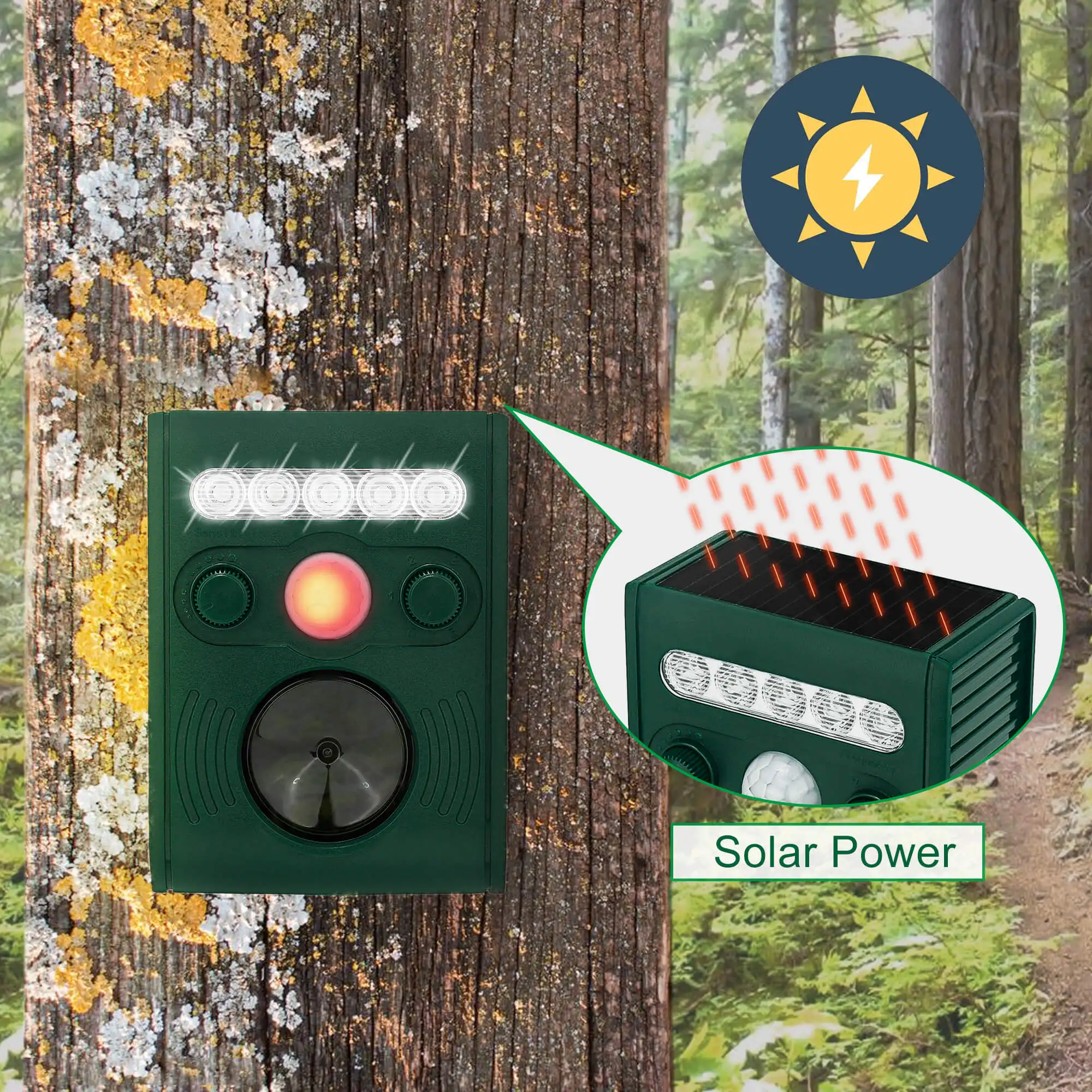 Отпугиватель животных на солнечной батарее светодиодный светильник кой