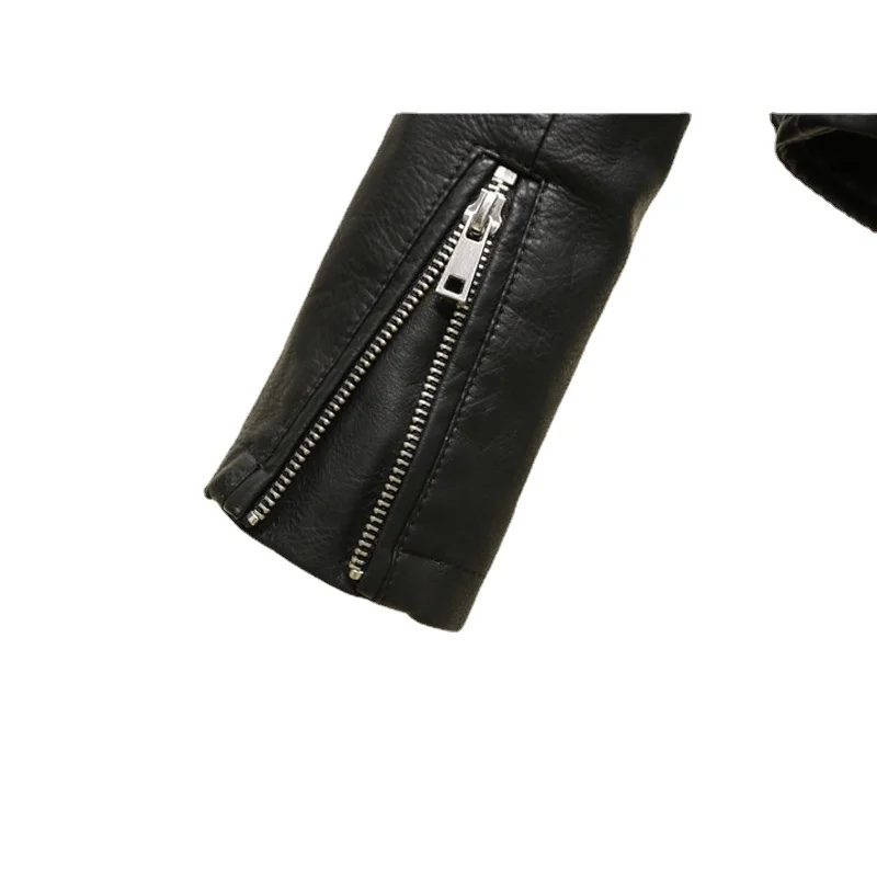 

FMFSSOM Autumn Women Female Rivets Letters Print PU Leather Jacket Windproof Short Biker Coat Faux Leather Coat Punk Outwear