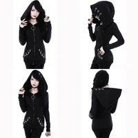 womens gothic jumper plus size sweatshirt punk hoodie coat jacket hooded zipper