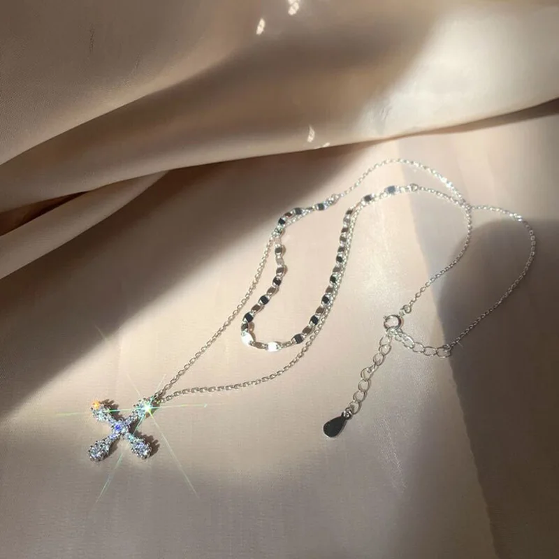 Женское ожерелье из серебра 925 пробы с фианитом|Ожерелья| |