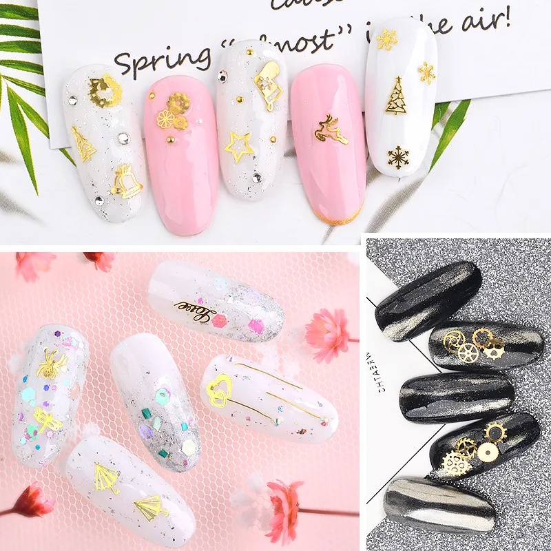 

Gold Alloy 3D Nail Decorations Accessories Star Crown Sliders for Nails Art Manicure Studs Charms Hollow Jewelry