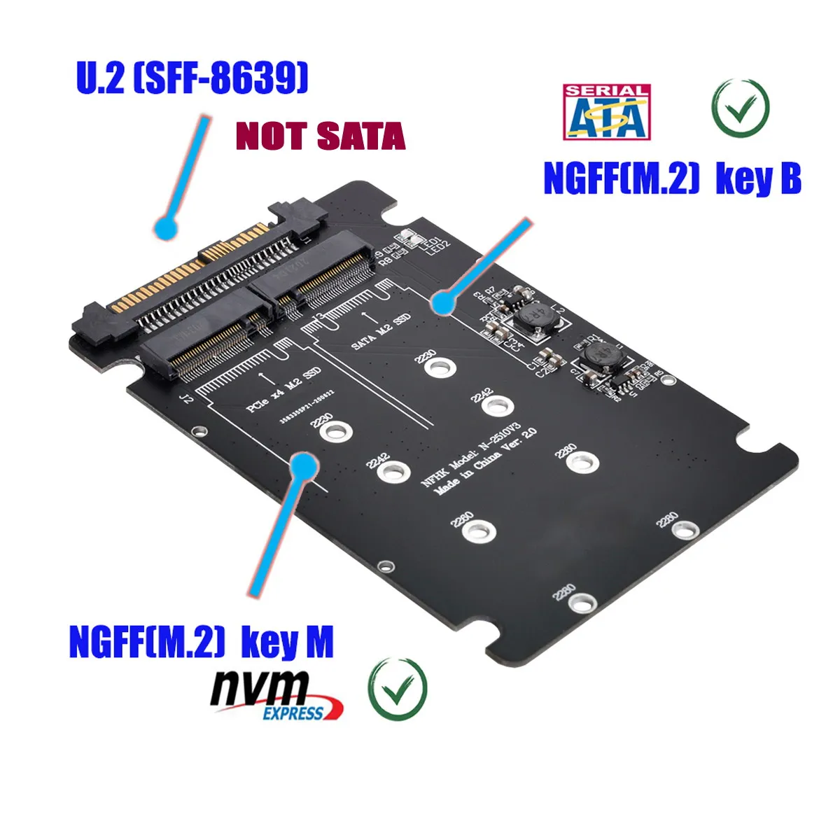 

Zihan NVME U.2 к Combo NGFF M.2 M-key SFF-8639 SATA PCIe SSD адаптер для материнской платы заменить SSD 750 p3600 p3700
