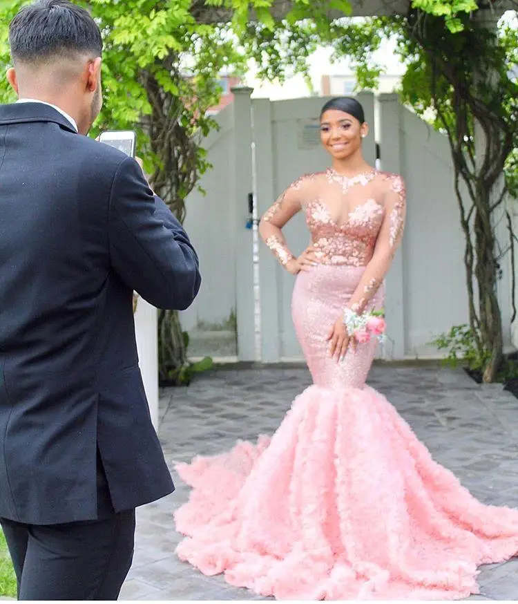 Новые африканские черные платья с длинным рукавом для девушек розовые