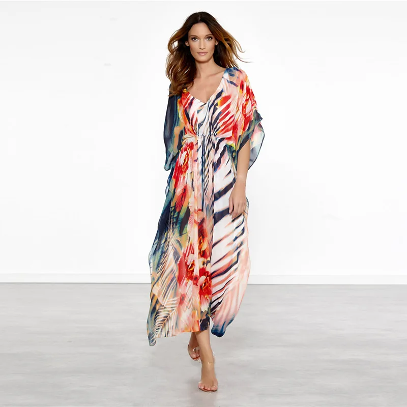 Шифоновое бикини купальники туника купальный костюм накидка пляжный Халат |