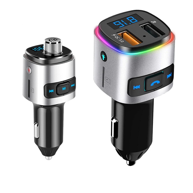 

FM-передатчик, 50 шт./лот, usb-накопитель, MP3-плеер для автомобиля, Bluetooth, громкая связь, вызовы, QC3.0, автомобильное зарядное устройство, атмосферна...