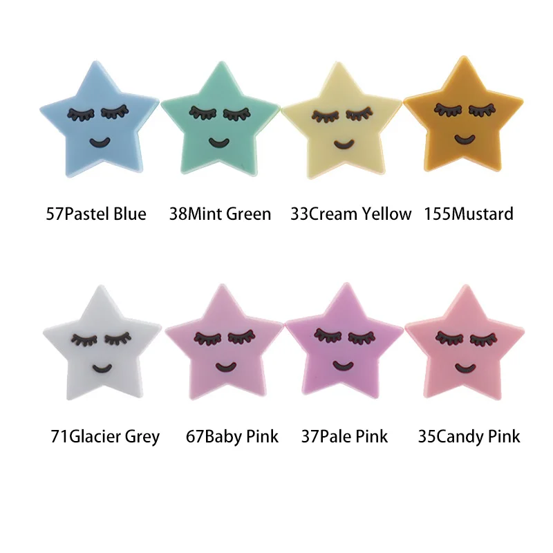 20 piezas de cuentas de silicona para beb&eacute;s, cuentas para masticar, estrella sonriente, accesorios para beb&eacute;s, collar sin BPA, cuentas para dentici&oacute;n, art&iacute;culos para beb&eacute;s-1