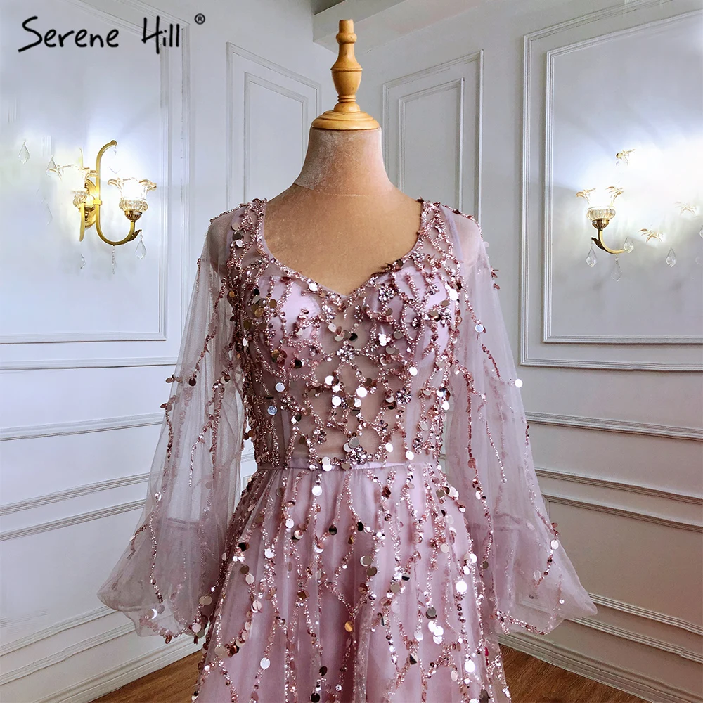 Serene Hill мусульманские золотые Роскошные вечерние платья трапециевидной формы 2022