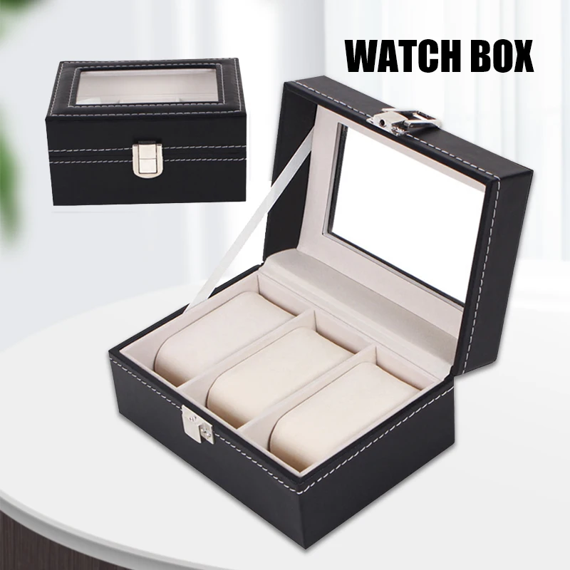 PU Leather Watch Box Display Case Organizer Convenient Storage Dust-Proof For Home Office LXH