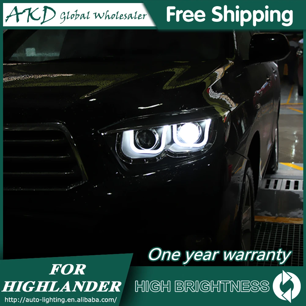 AKD автомобильный стайлинг для фары Toyota High lander 2009 2011 светодиодный DRL биксеноновый