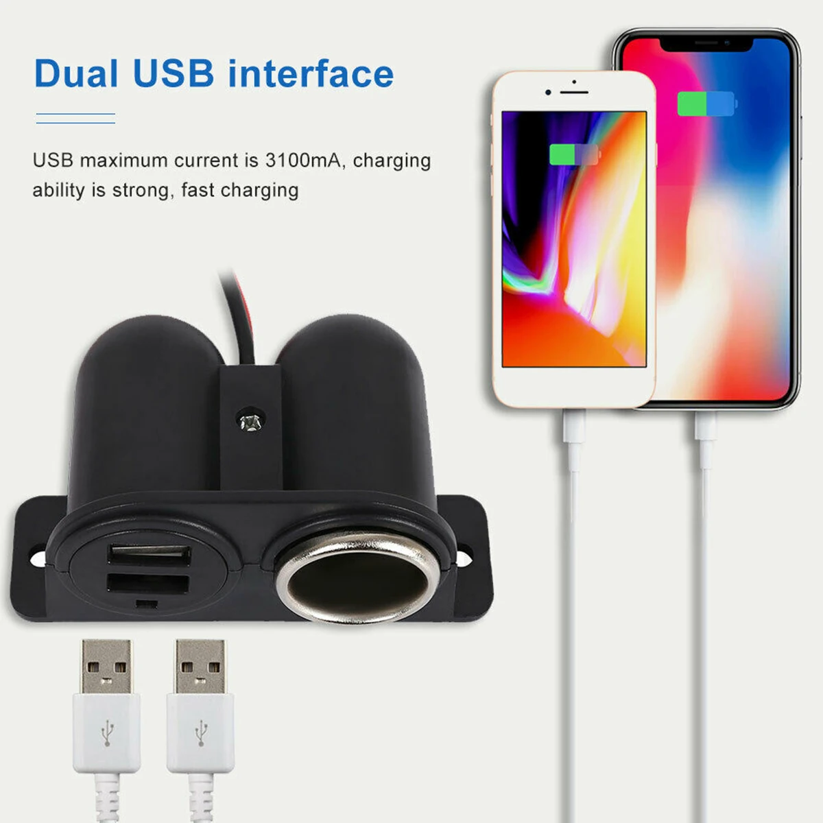 Универсальное зарядное устройство для прикуривателя с двумя USB портами А и