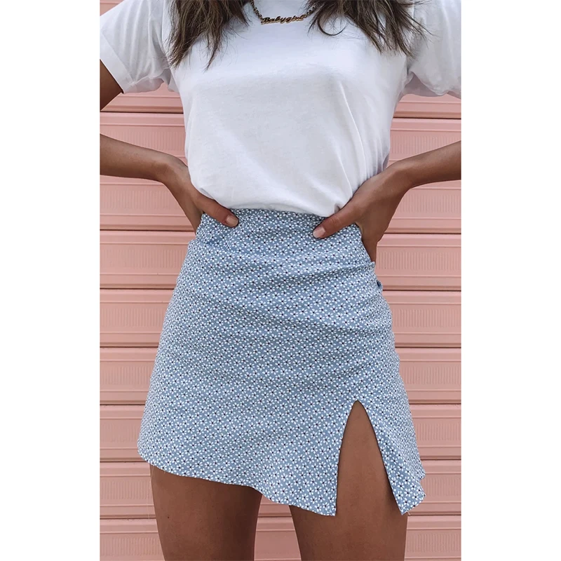 

Woman Skirts Summer Party Cocktail Wrap Split Mini Skirts High Waist Casual Fashion Soft Vadim Mini Skirt Ropa Mujer Blue 2021 #