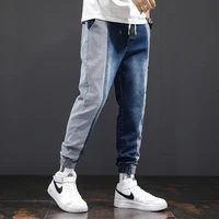 jeans for men 2021 korean fashion streetwear harajuku mens casual pants patchwork denim trousers hip hop mens clothing