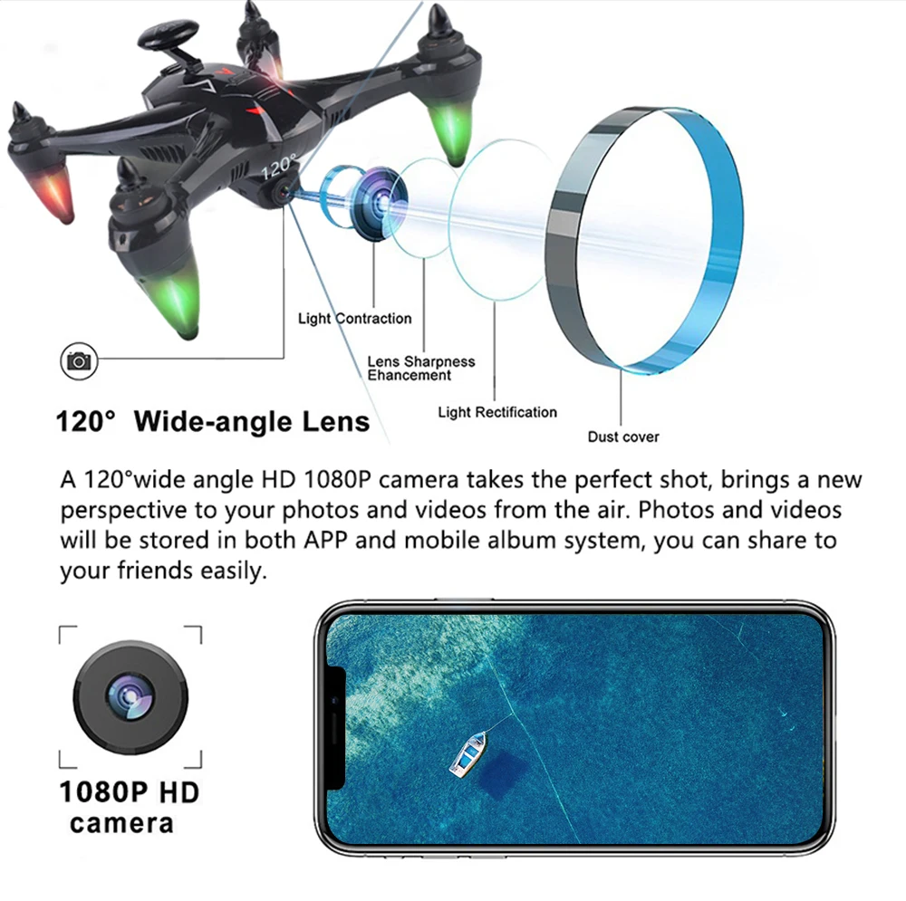 Global Drone GW198 5G WiFi FPV Бесщеточный двигатель RC Квадрокоптер gps Дрон Hover дроны следуем за мной Дрон с камерой против Ошибок 2 F11