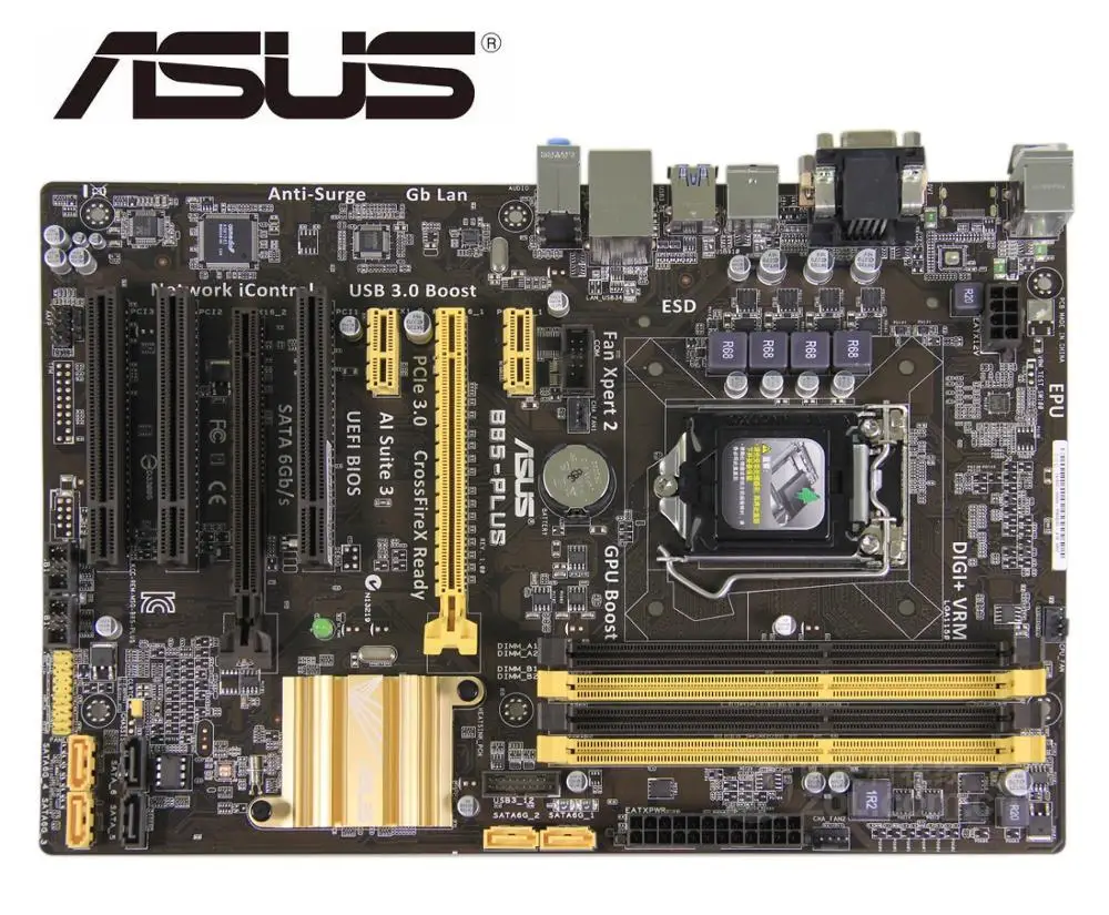 Для рабочего стола материнской платы ноутбука Asus B85 PLUS разъем LGA 1150 i7 i5 i3 DDR3 SATA3 USB3.0
