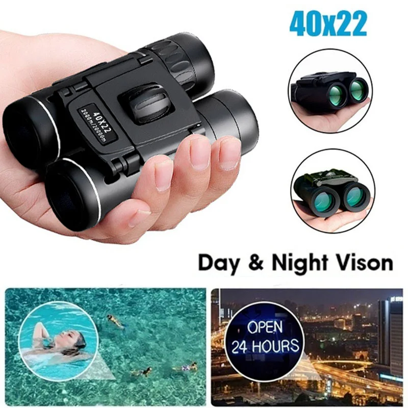 

40x22 HD Powerful Binoculars 2000M Long Range Folding Mini Telescope BAK4 FMC Optics For Hunting Sports Outdoor Camping Travel
