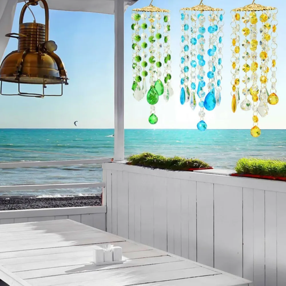

Crystal Colorful Wind Chimes Window Home Hanging Ornament Wall Decorative Wind Chimes for Family Birthday Festival Gift