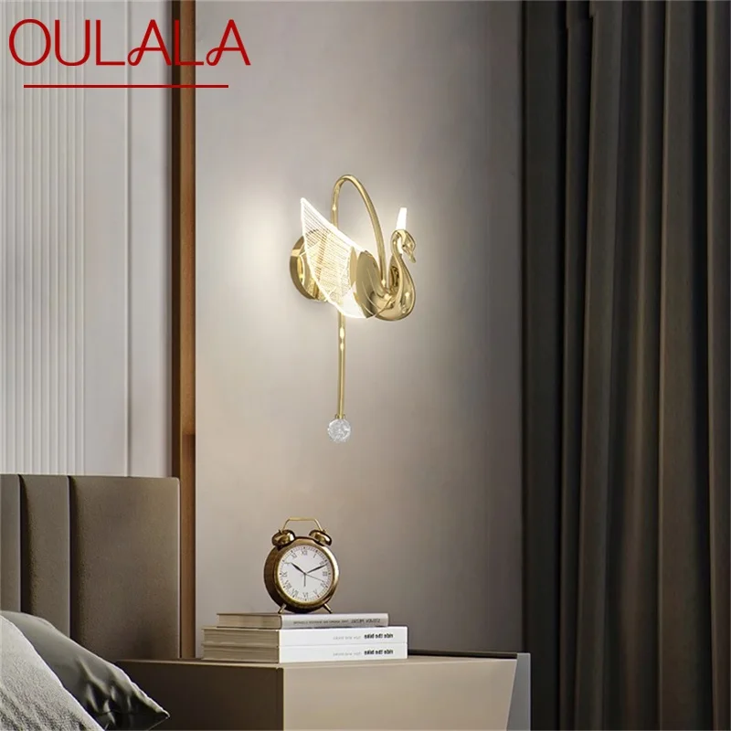 

OULALA Nordic Swan Wall Lamps Modern Light Creative Decorative for Home Hotel Corridor Bedroom