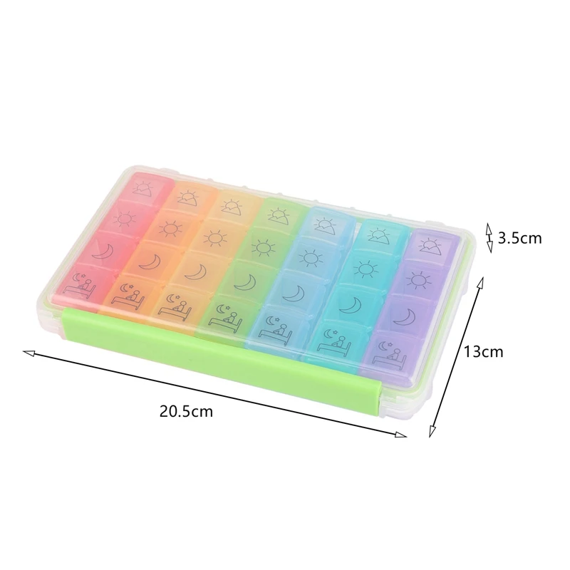 Weekly AM/PM Pill Box Portable Travel Organizer (7-Day / 4-Times-A-Day) with Moisture-Proof Design and Large Compartments | Дом и сад