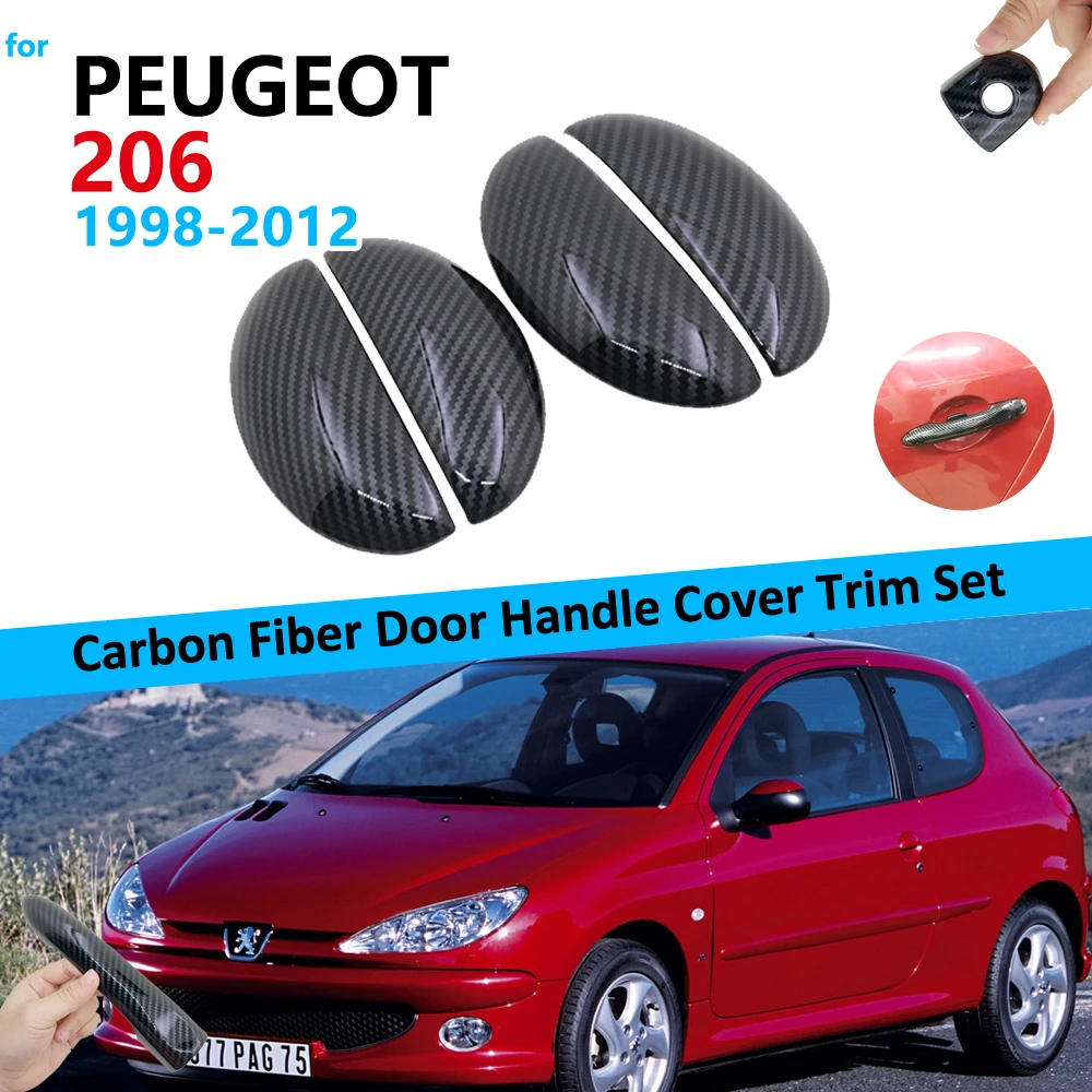 Комплект накладок на дверную ручку из углеродного волокна для Peugeot 206 + 206sw 206cc 1998