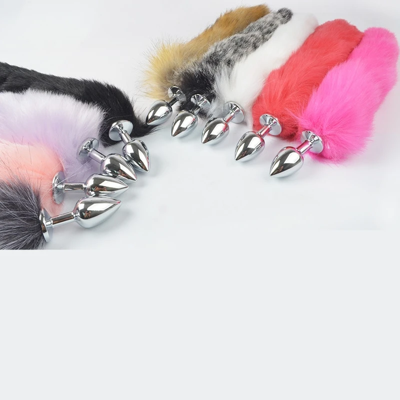 3 различных размеров с искусственным мехом Анальная пробка в игры для взрослых