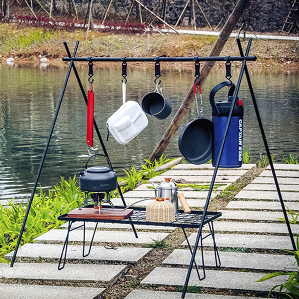 

Lightweight outdoor Folding Camping Shelf Aluminum Alloy Clothes Storage Hanger Cookware Eequipment Hanging Rack Triangle Rack