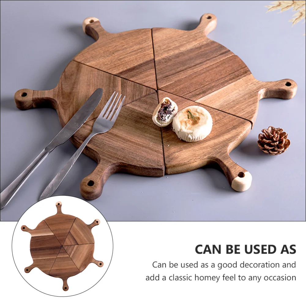

6pcs/Set Elegant Wooden Pizza Divisible Tray Western Food Plate Steak Tray