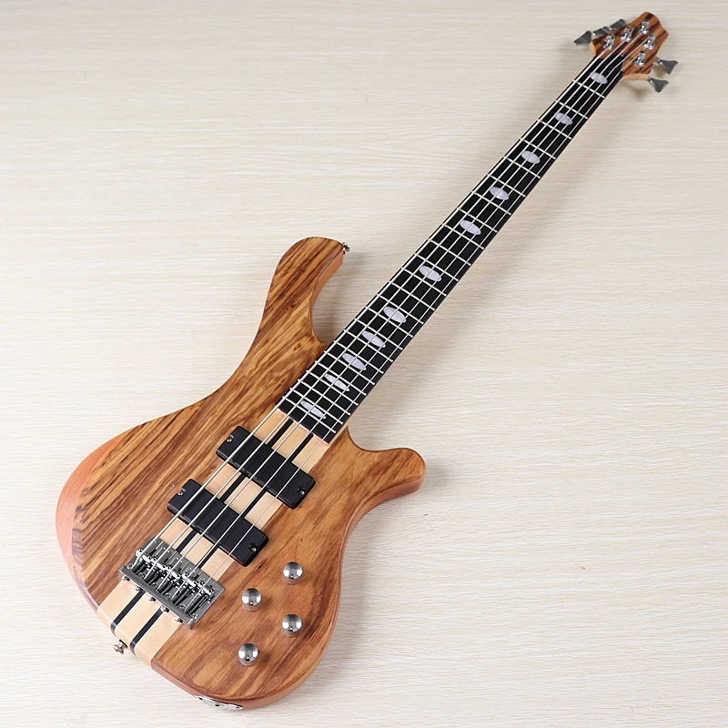 5 string hickory holz top aktive hals durch professionelle elektrische bass gitarre 43 zoll solide okoume holz körper bass gitarre free global sh