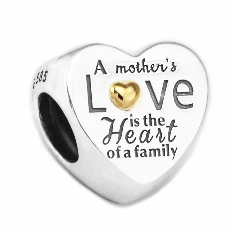 Сердце семья бусины для изготовления ювелирных изделий оригинальные серебряные