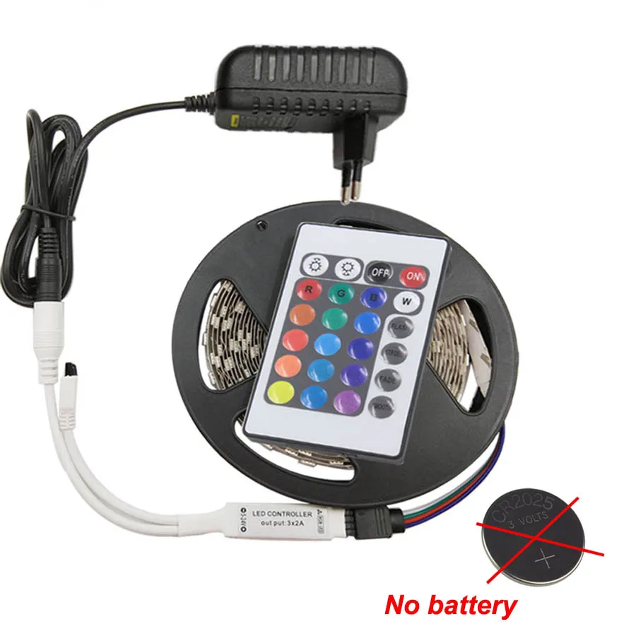 full set Goolook 5 м SMD2835 RGB Светодиодные ленты света DC12V светодиодный лампы Диод неоновая лента Тира fita светодиодный s Гибкая световая гирлянда с адаптером селфи-Стик - Испускаемый цвет: full set
