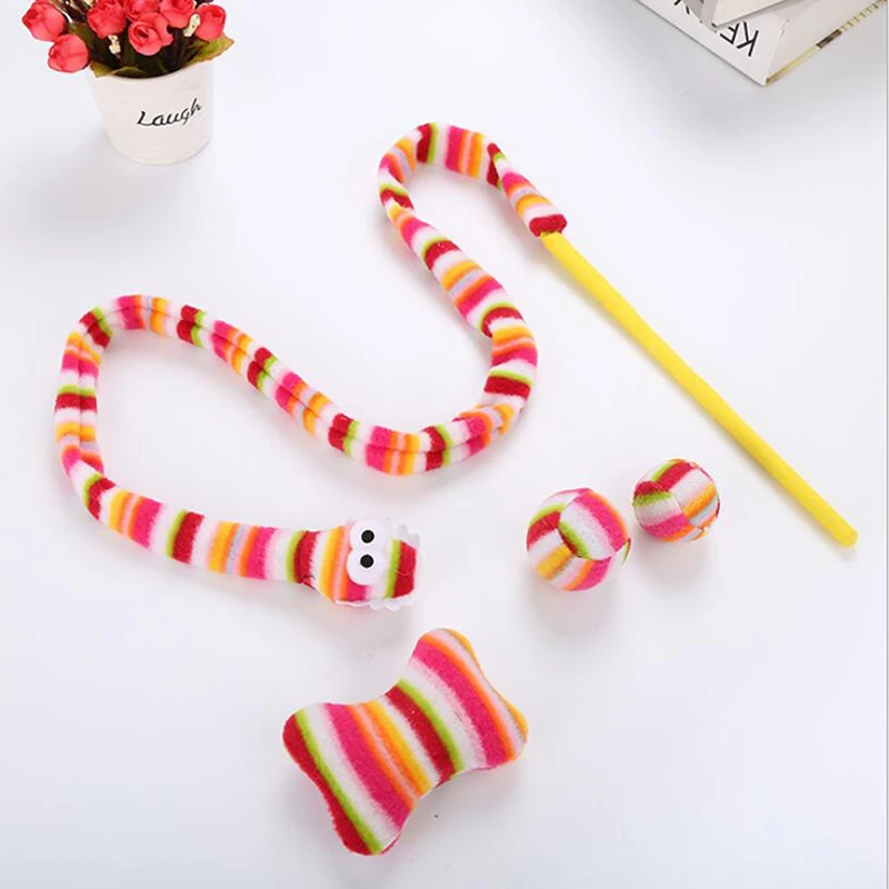 Забавный набор для кошек новая игрушка комбинация радужных шариков в виде змеи