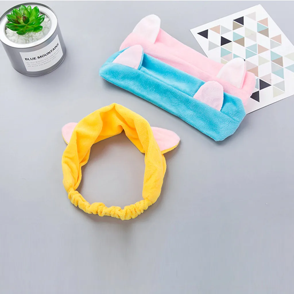 Cute Cat Ears Hair Bands Sport Sweet Cute Headband Short Hair Headdress Solid Color Casual Hair Accessoires#Nu