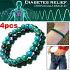 4 шт. хризоколла для женщин и мужчин, бусины из натурального камня, браслет круглой формы, диабет, драгоценности, подарок