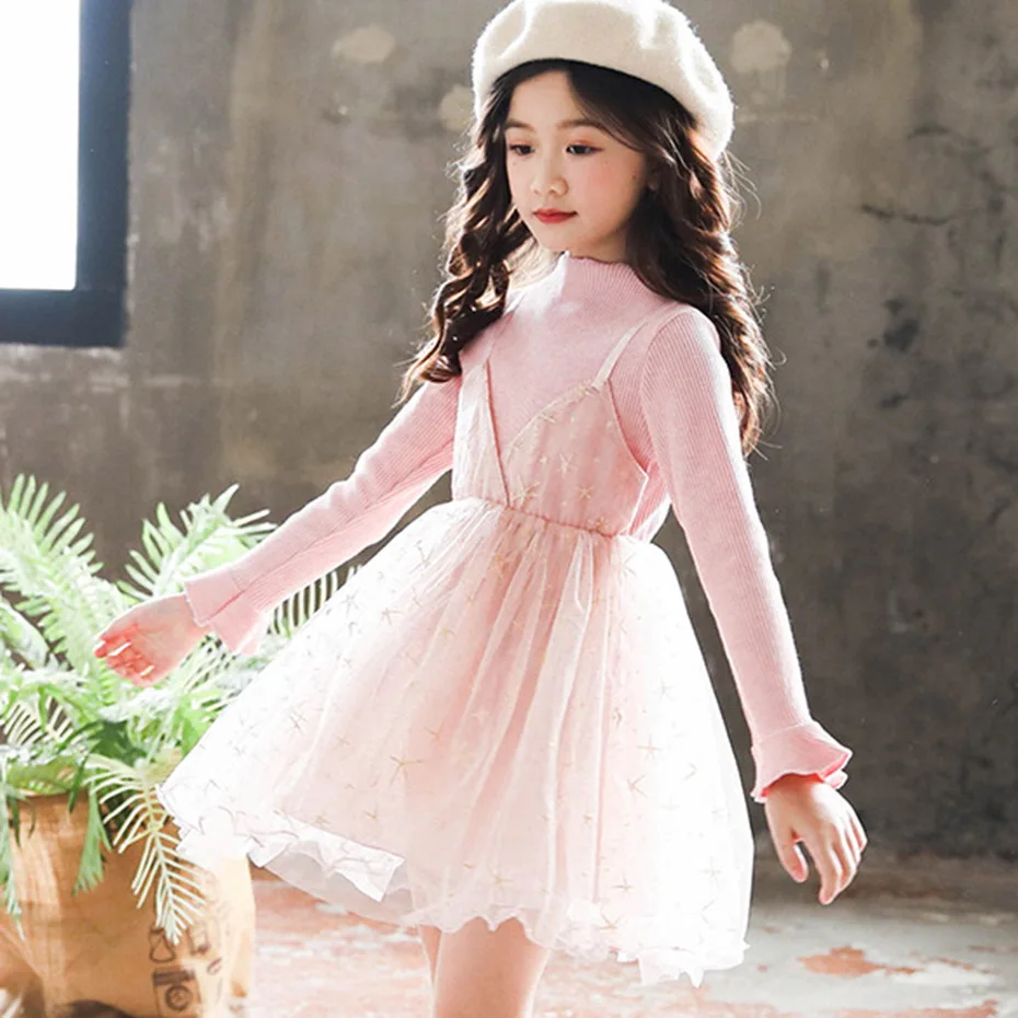 Платье для девочек платье принцессы с рисунком звезды детское модное на осень и