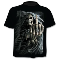 summer youth new skeleton devil short sleeve collarless casual pullover sports 3d t shirt