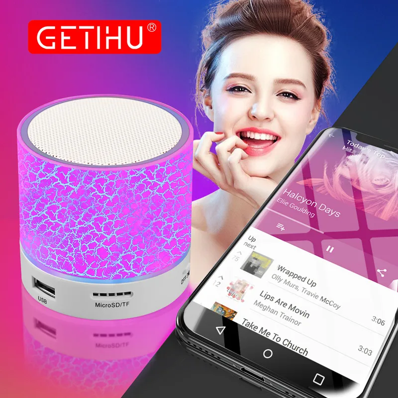 GETIHU Bluetooth динамик светодиодный портативный мини беспроводной динамик плеер USB Радио Fm Mp3 Музыка Звук Колум для ПК мобильного телефона Xiaomi