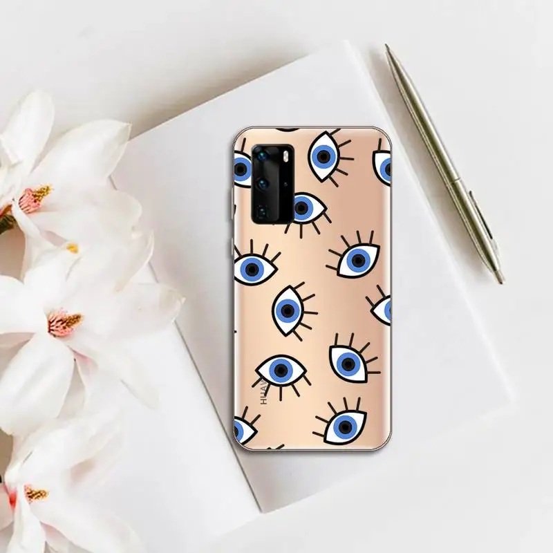 

Turkish lucky Blue Evil Eye Abstract Phone Case Transparent for huawei honor P 40 30 20 lite Pro 10 i 8 9 x p smart 2019