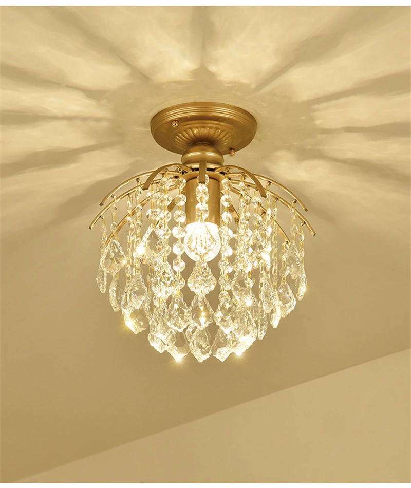 

Modern LED Crystal Chandelier Light Living Room Decoration Golden Pendant Lamp American Mini Crystal Lampshade Chandeliers
