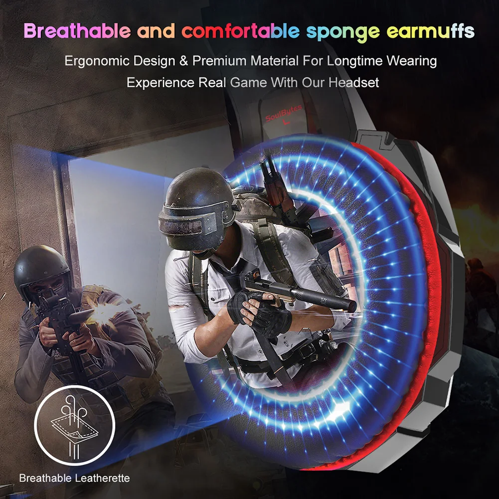 

New G9000 Gaming Headset Noise Cancelling Over-Head Earphone With RGB Light Microphone For Laptop PS4 Xbox