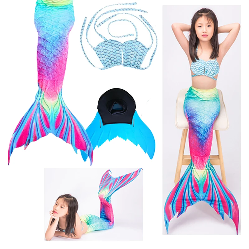 Для взрослых и детей Русалка Моноласты хвосты для купания купальник девочек