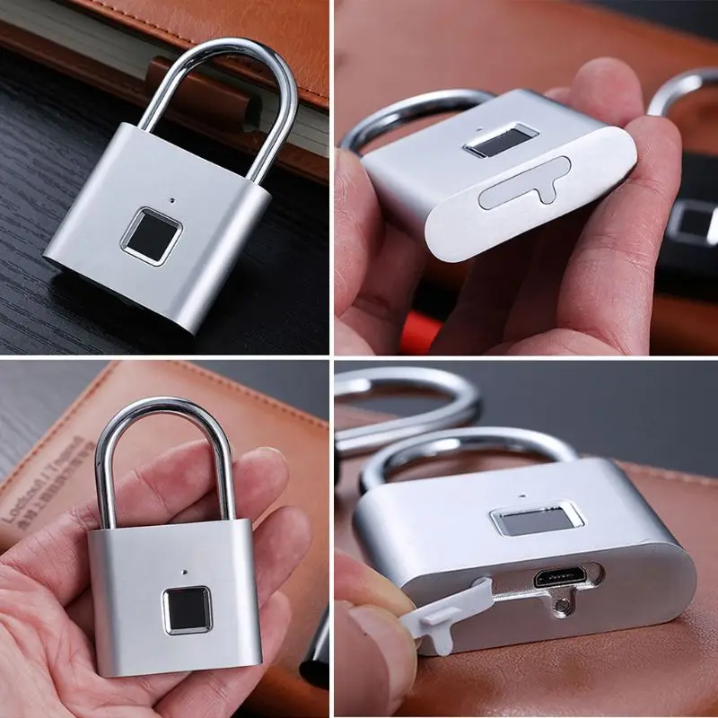 

Smart Fingerprint Lock USB Charge Padlock Quick Unlock Metal Keyless Anti-theft Security Digital Lock for Door Luggage