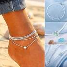 Браслет на ногу многослойный Женский, Пляжная бижутерия босоножки на лодыжке, цепочка в богемном стиле, украшение d88
