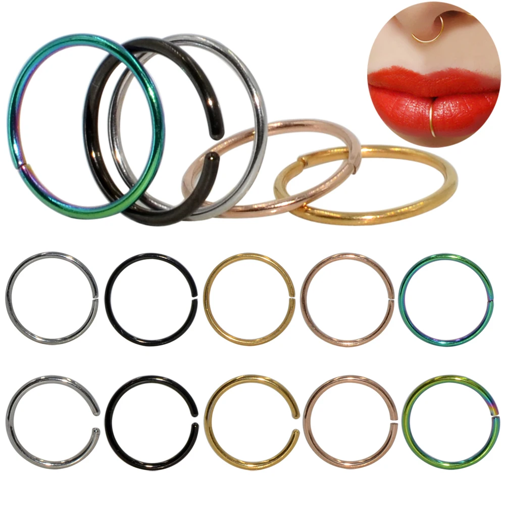 

Серьги-подвески из хирургической стали, тонкое кольцо в нос, перегородка, спираль, ноздри, губ, пирсинг титана, 2 шт.