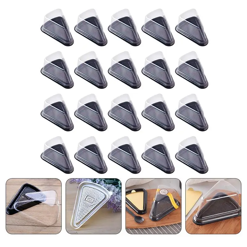 

50Pcs Mousse Cake Boxes Dessert Packing Boxes Triangle Cake Boxes (Black)
