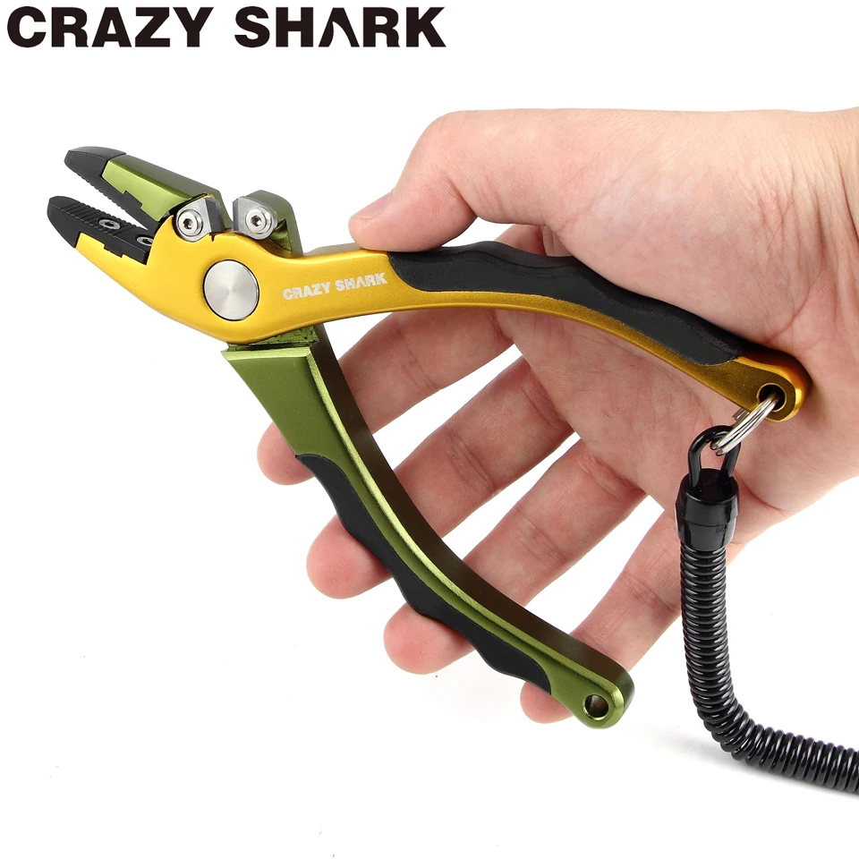 

Алюминиевые рыболовные плоскогубцы Crazy Shark, рыболовные ножницы для удаления крючков, леска, режущие инструменты 180 мм для Пресноводной/морской рыбалки