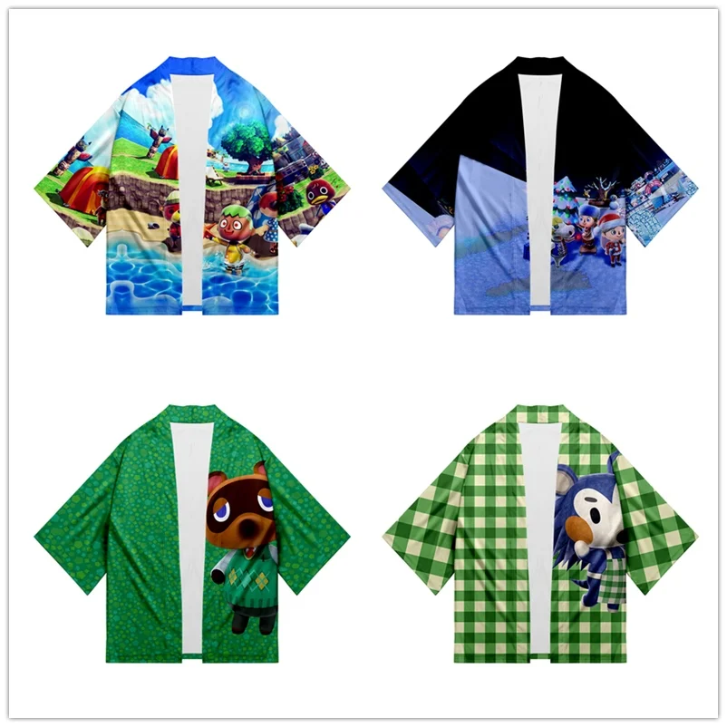 

Кимоно для косплея для мужчин и женщин, рубашка с изображением животных, пересечения новых горизонтов, Счастливого дома, с рукавом семь точе...