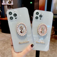 korea pearl goddess badge transparent soft phone case for iphone 12 pro max mini 11 promax x xr xs max 6s 8 7 plus se 2020 cover