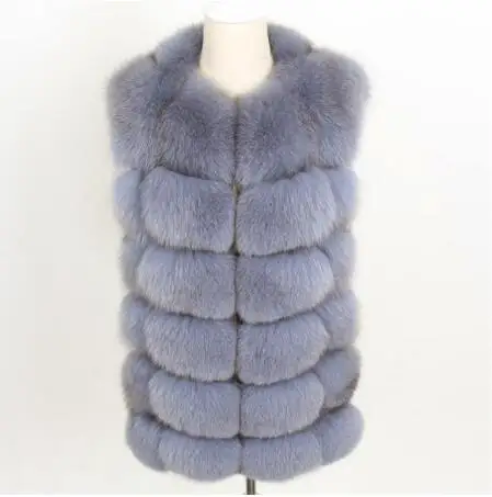 short vest 7 Женская мода осенний зимний стиль настоящая лисица пальто жилет тонкий круглый вырез зимний женский натуральный мех куртка пальто жилет - Цвет: short vest 7
