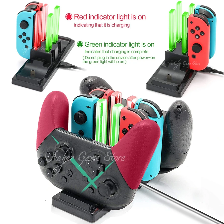 6 в 1 контроллер Зарядное устройство Док станция зарядная для Nintendo Switch Nitendo 4