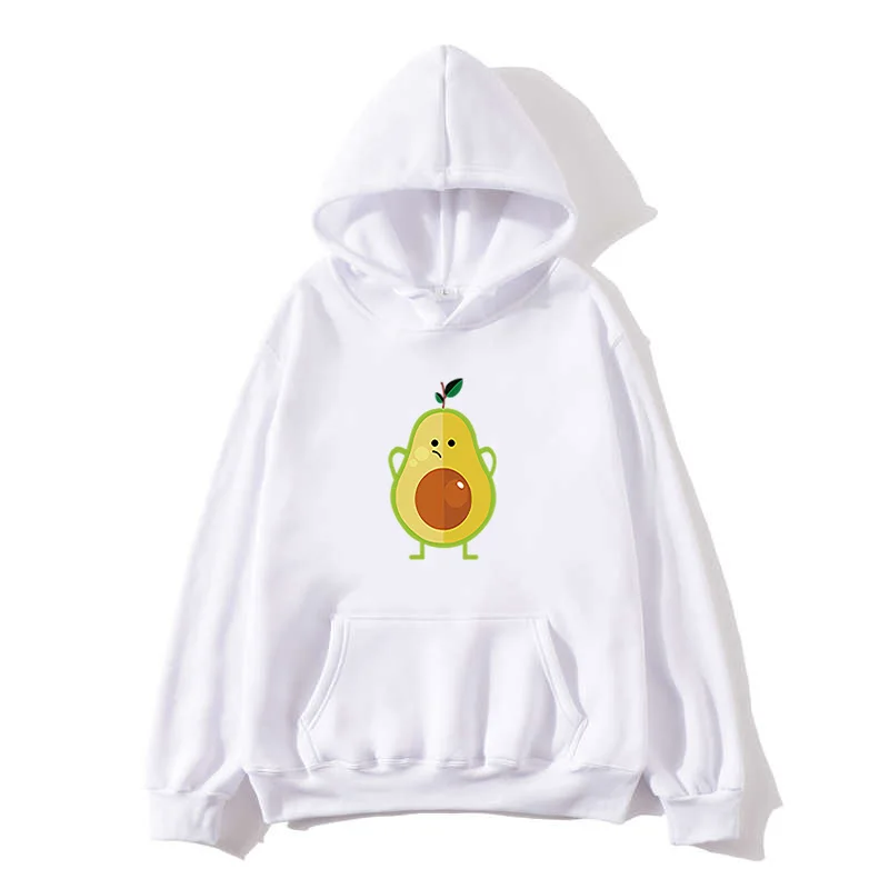 2020 Harajuku Hoodies Women Winter Long Sleeve Cute Avocado Print Oversized Sweatshirt Ulzzang Streetwear Funny Graphic Pullover